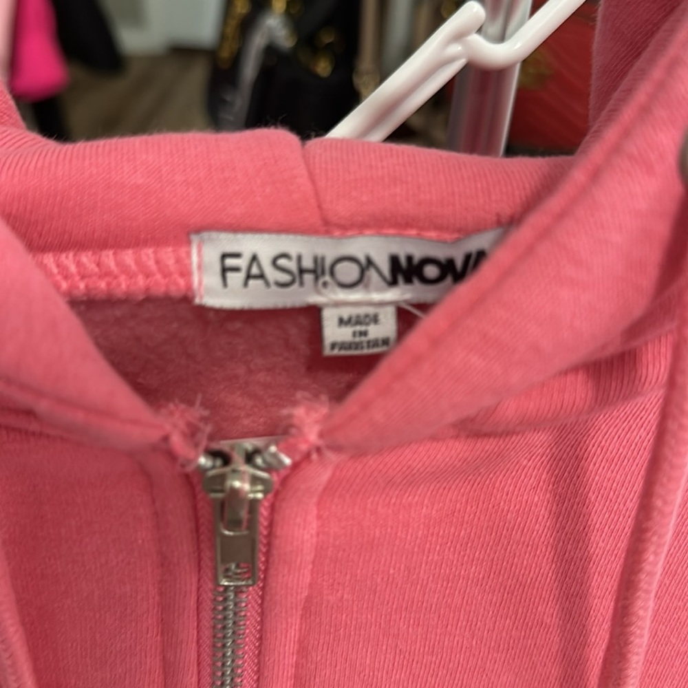Fashion Nova Pink Cropped Hoodie & Wide Leg Lounge Set - Picture 6 of 8